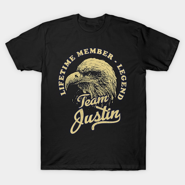 Justin Name - Lifetime Member Legend - Eagle T-Shirt by Stacy Peters Art